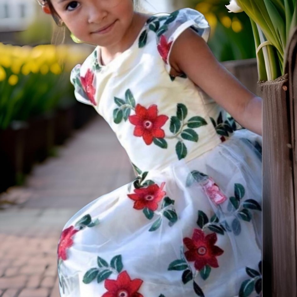 Fiiveloaves Twofish Embroidered Poinserra Girls Dress Size 10